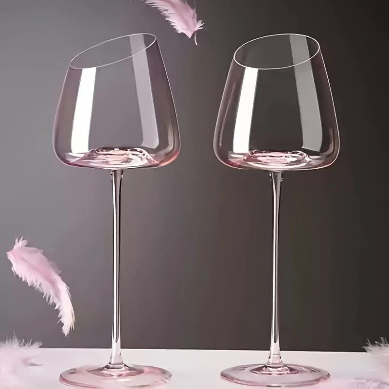 Pink Crystal Wine Glasses Slanted Mouth Goblets  Ideal Valentine'S Day Gift Bars & RestaurantsDay Wine Wine Glasses for Couples