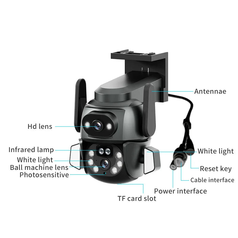 4MP UHD Carecam APP Dual Lens Wireless PTZ IP Dome Camera Full Color AI Humanoid Detection Home Security CCTV Baby Monitor