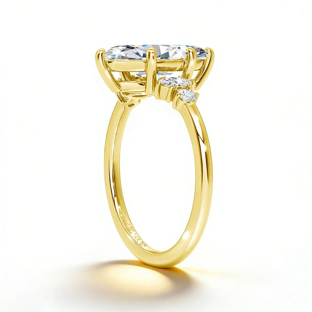 GRA Certified 2CT Marquise Cut Moissanite Ring Solid 14K Gold Filled Non Tarnish Diamond Wedding Rings for Women High Quality