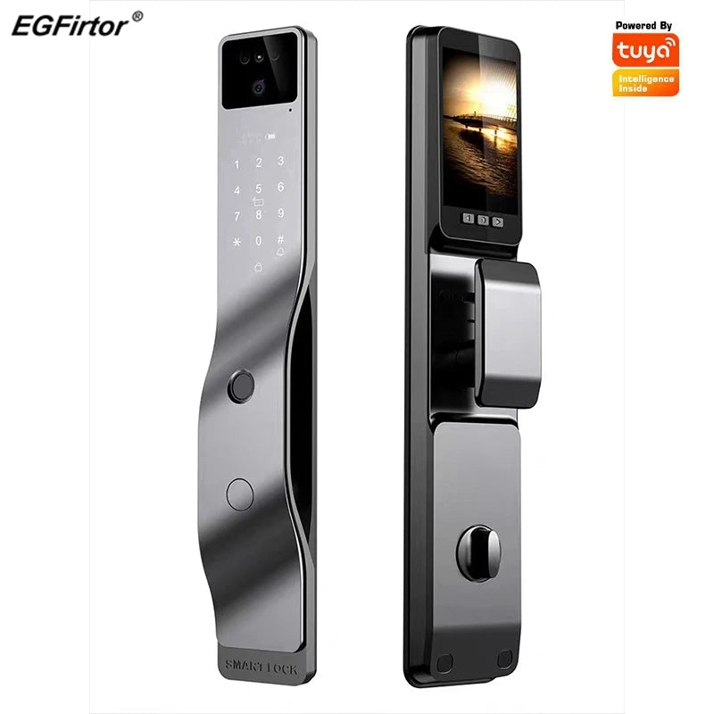 EGFirtor Tuya APP Face Recognition Fingerprint Smart Electronic Password Home Gate Door Lock With Cylinder