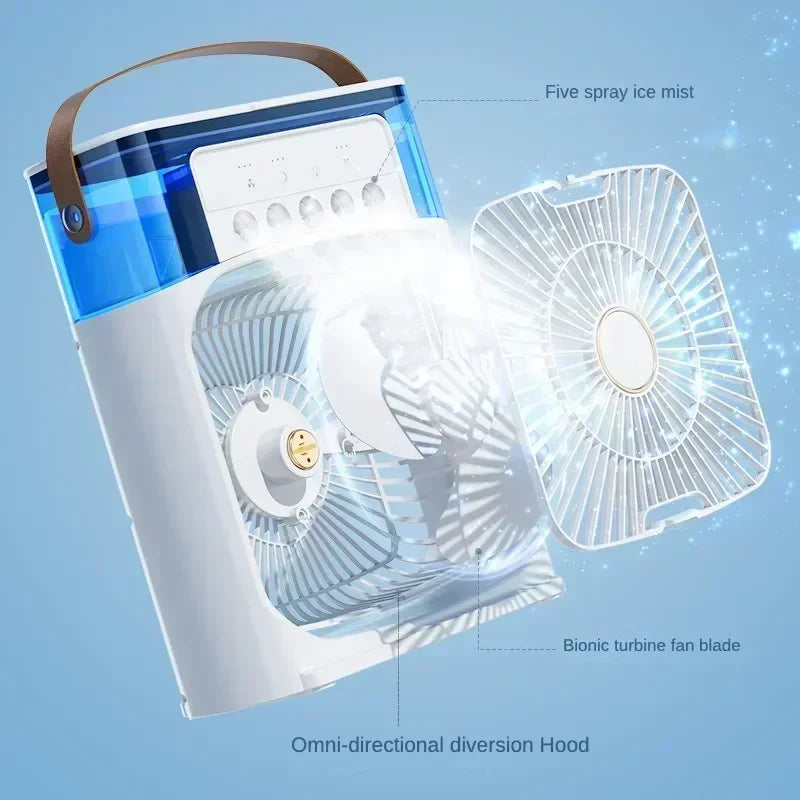 Fan Portable Air Cooler Conditioner Humidifier with Water Tank Quite Mist Water Spray Fan for Home Room Camping Car Office
