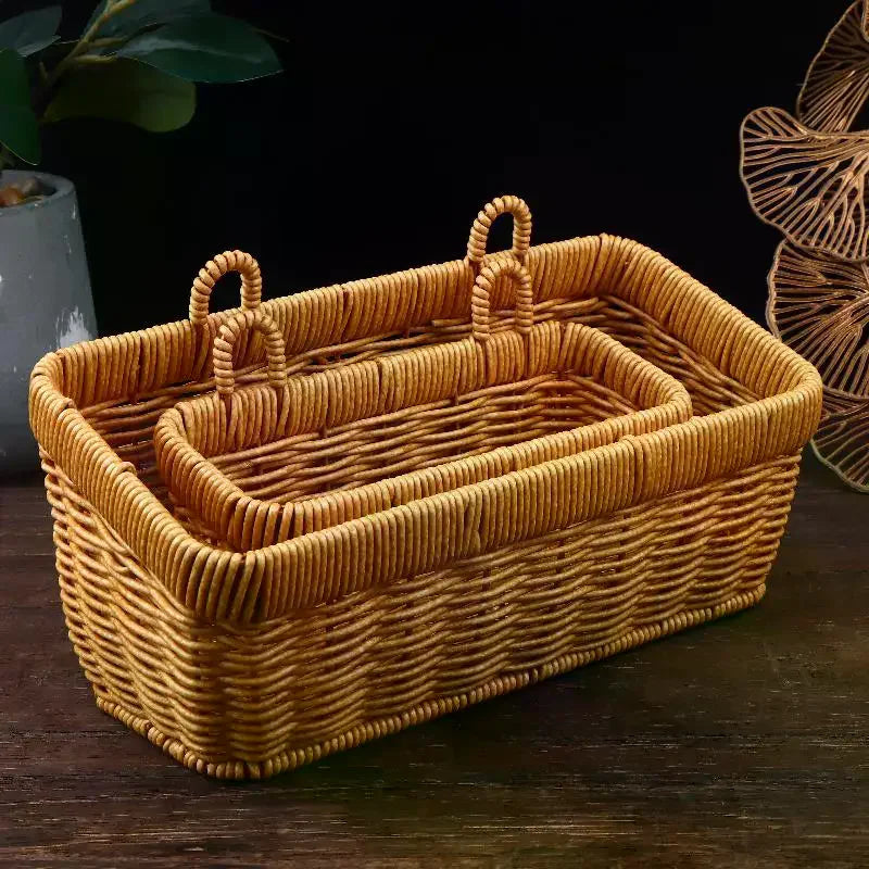 Kitchen Storage Basket With Handle Cute Wall Hanging Woven Basket Kawaii Hanging Storage Basket Kitchen Sundries Organizer