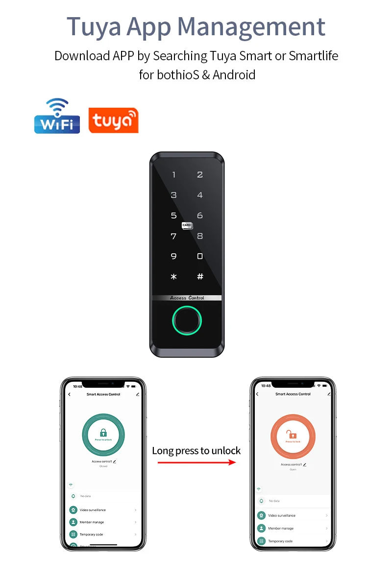 Tuya Smart Door Lock Fingerprint Access Control Home Security Electronic Gate Opener RFID Keypad Biometric Digit Magnetic Reader
