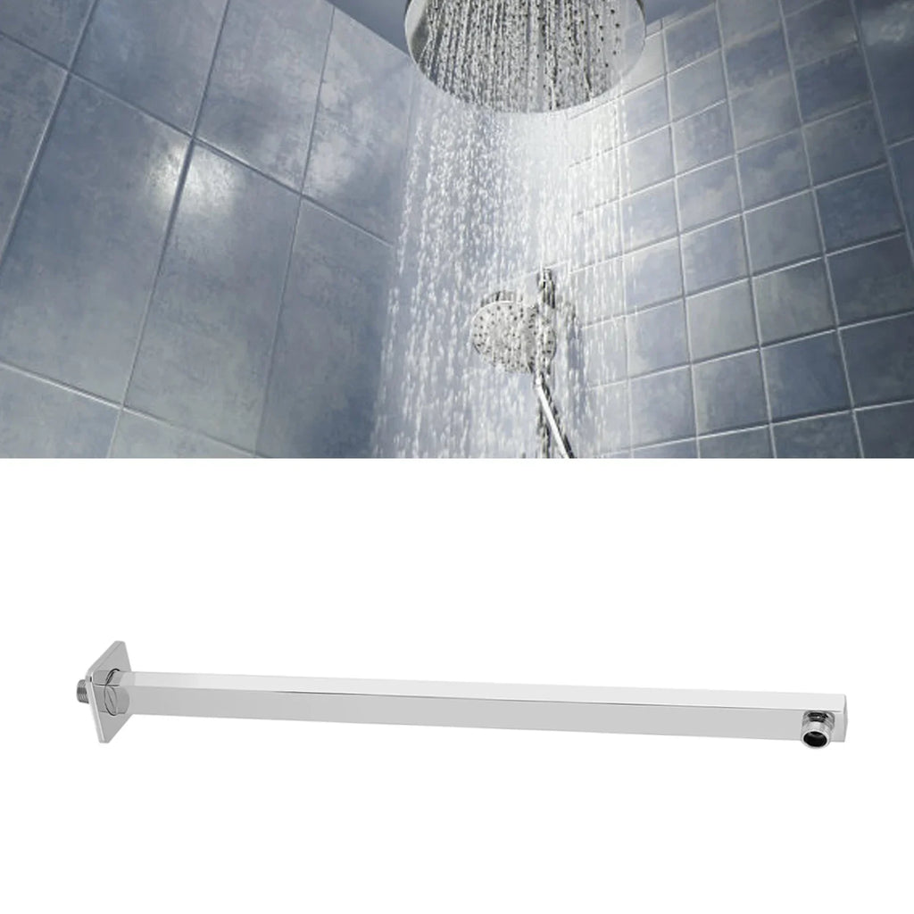 60cm Square Shower Head Extension Arm Wall Mounted Stainless Steel Rainfall Extend Pipe Tube Shower Holder Arm Bathroom Tools
