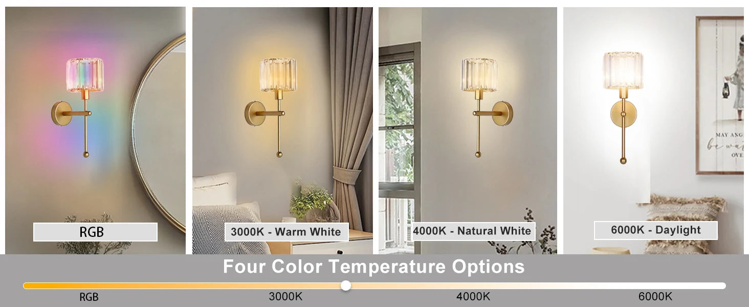 Modern LED wall light luxury transparent crystal wall light, no wiring and rechargeable, living room corridor lighting fixtures,
