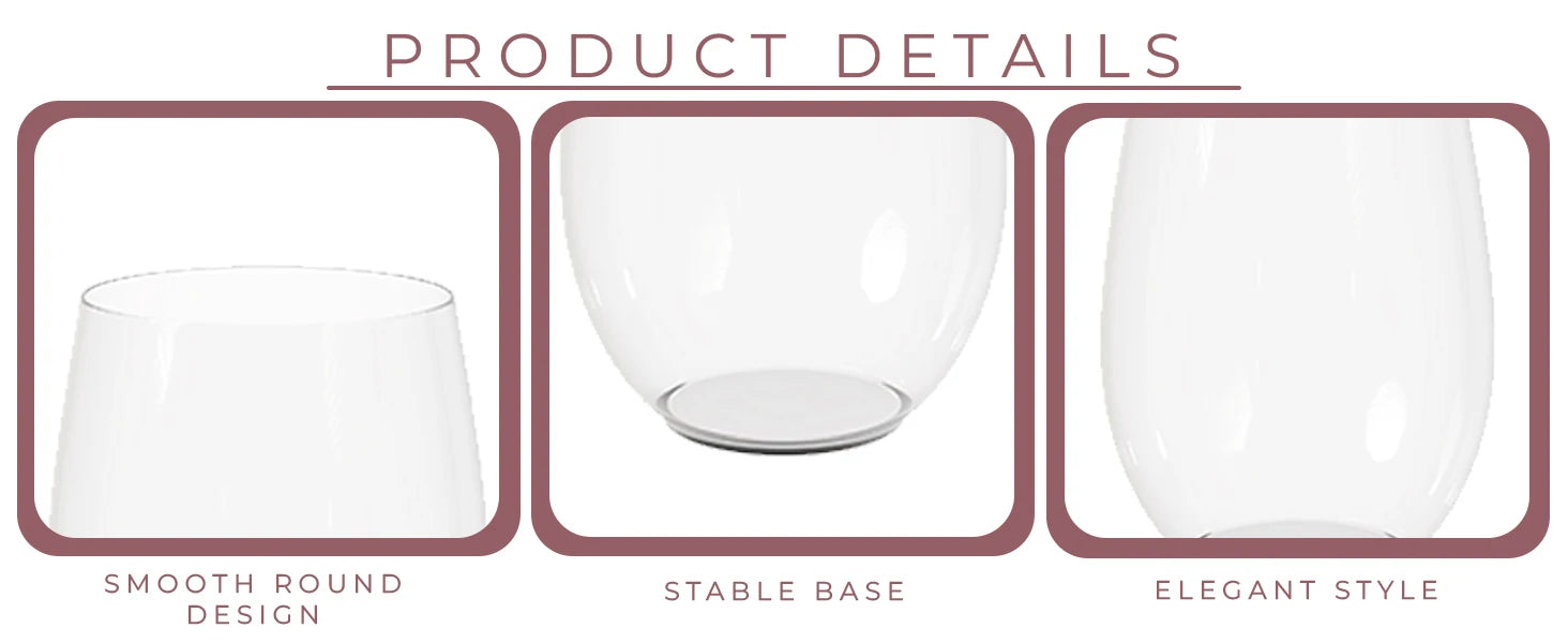 4-40Pcs 12oz Plastic Wine Glasses Disposable Stemless Wine Glasses for Party Reusable Clear Plastic Cups Shatterproof