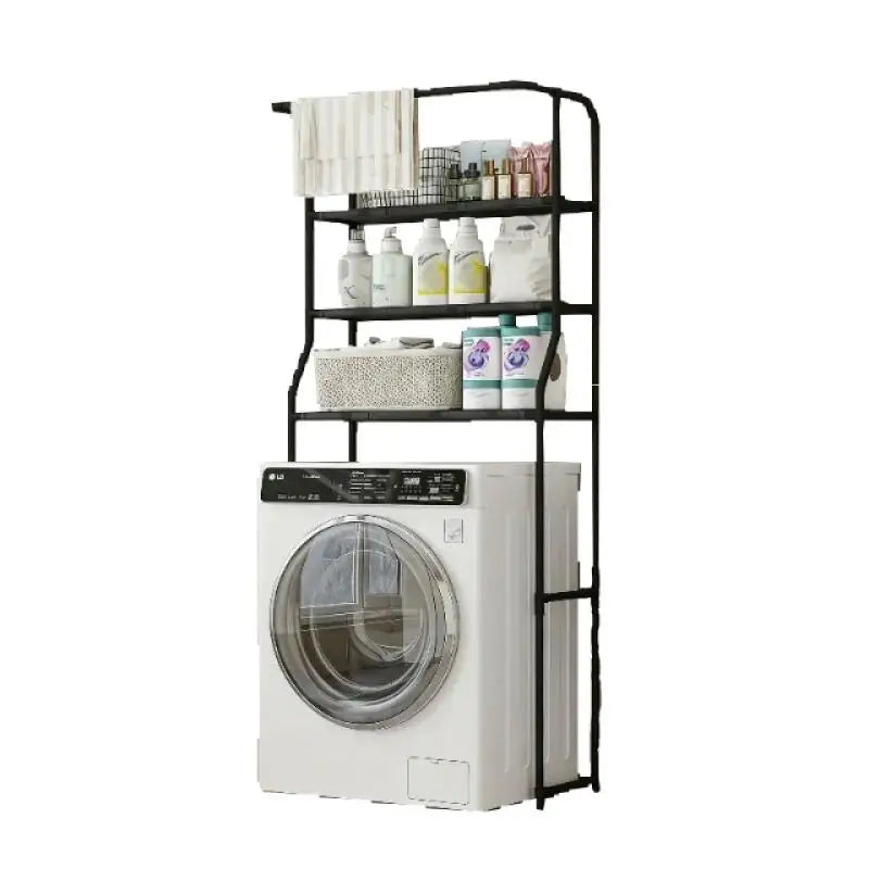 3 Layer Bathroom Toilet Storage Rack Multi Layer Metal Shelf with Toilet Paper Holder for Balcony Washing Machine Organizer