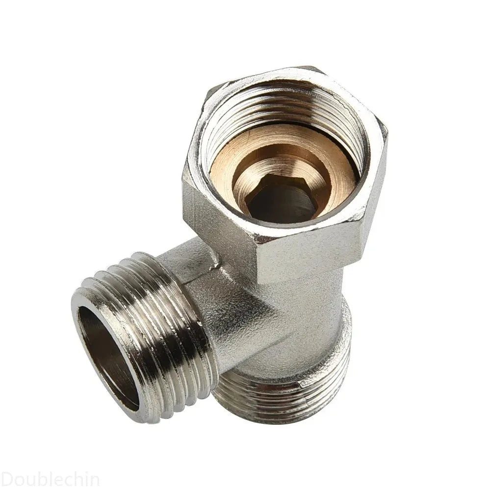 G1/2 3 Way T-Adapter Bathroom Shower Faucet Water Splitter Toilet Shower Valve Spray Nozzle Converter Stainless Steel