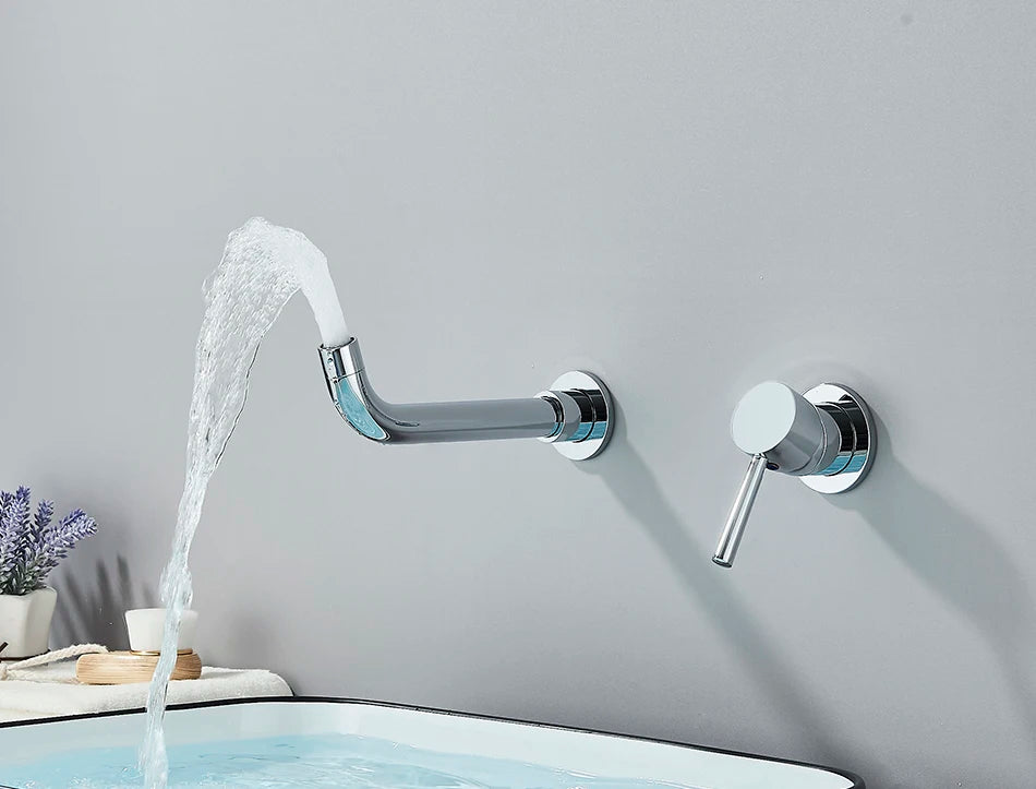Brushed Gold/Black Basin Faucet Concealed Wall Mounted For Bathroom Faucets Bath Basin Sink Tap Bathtub Hot And Cold Water Mixer