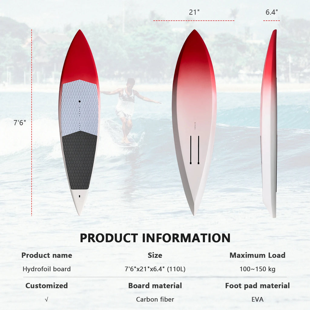 Full Carbon Hydrofoil SUP Board, Lightweight Efoil Surfboard, New Design for Ocean Waters, Downwind Wing Foil, with Travel Bag