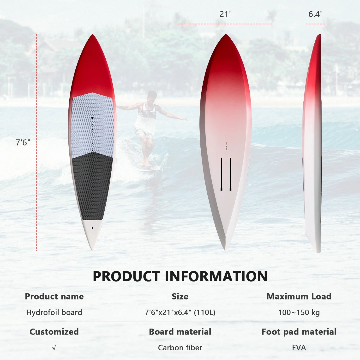 Full Carbon Hydrofoil SUP Board, Lightweight Efoil Surfboard, New Design for Ocean Waters, Downwind Wing Foil, with Travel Bag