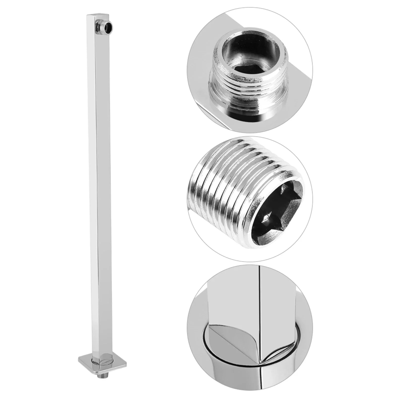 60cm Square Shower Head Extension Arm Wall Mounted Stainless Steel Rainfall Extend Pipe Tube Shower Holder Arm Bathroom Tools