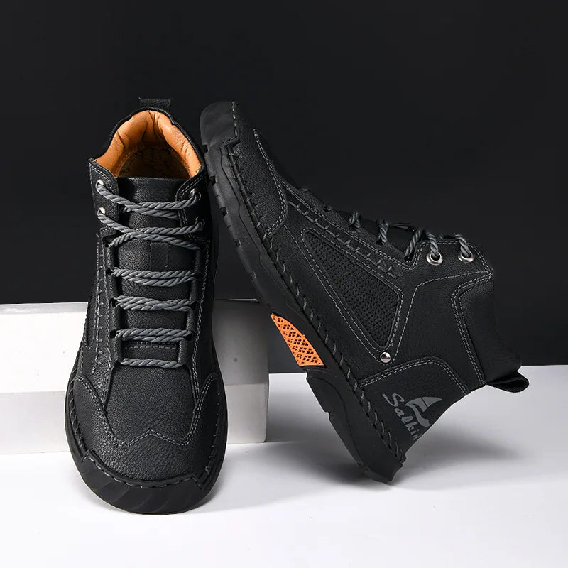 Handmade Men Boots Design Sneakers Man Outdoor Casual Leather Men Shoes Ankle Boots Fall Breathable Hot Sale 2025