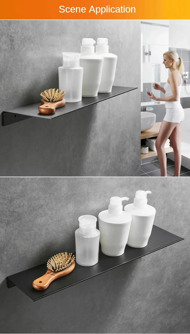 Brushed Gold Metal Bathroom Shelf Wall Storage Rack Washstand Drilling Large Wall Shelf for Storage 30/40/50cm Length Holder