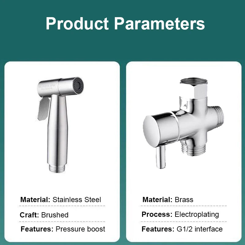 Black Toilet Bidet Faucet Handheld Sprayer Stainless Steel Bathroom Hand Bidet Sprayer Set Hose Toilet Self Cleaning Shower Head
