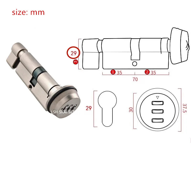 1Pc Digital Password Intelligent Keyless Lock Core Zinc Alloy Bedroom Door Lock Home Hardware Safety Anti-theft Door Accessories
