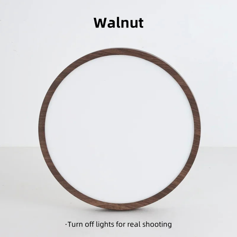 Modern LED Ceiling Light Circular Ultrathin Wood Grain Walnut Decorative Light Bedroom Dining Room Living Room Indoor Home Light