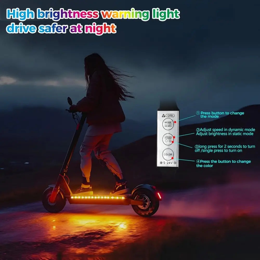Creative Battery Powered Scooter LED Lights Dream Color DIY Bicycle Ambient Light Multi-Color Underglow Lights Night Riding
