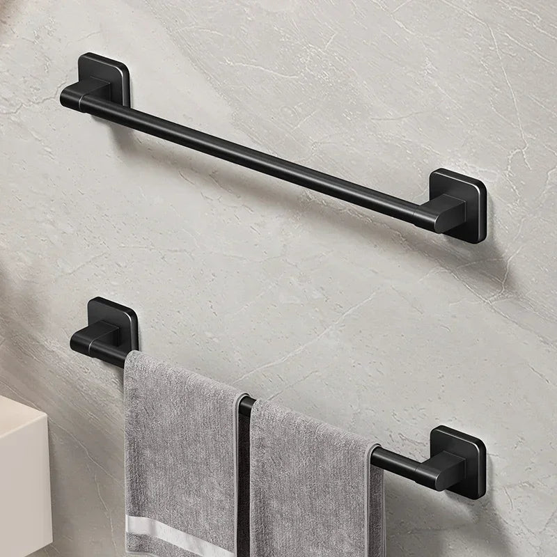 Self-Adhesive Towel Rack Bathroom Towel Holder Without Drilling Bathroom Black Corner Shelf Bar 50CM Bathroom Storage Towel Rail
