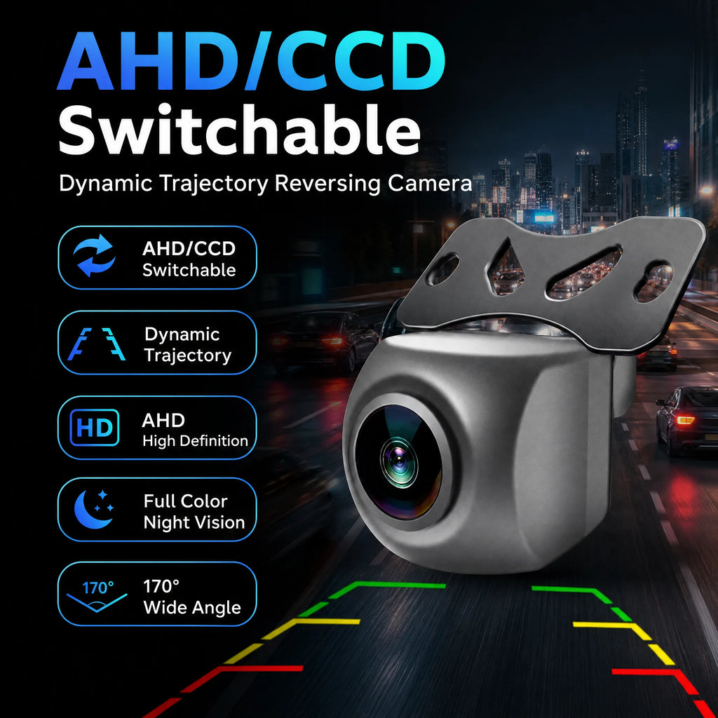 Car Camera HD Night Vision AHD/CCD Universal Dynamic Trajectory Reversing Camera Waterproof Fisheye 170 Degrees.