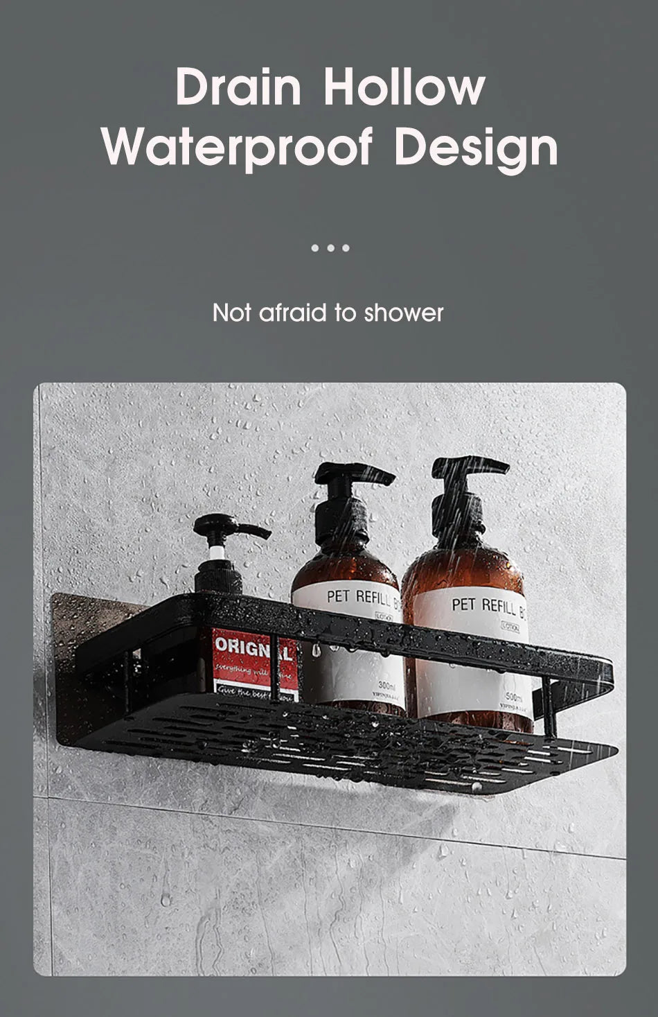 Bathroom Storage Rack No Drill Shelves Wall Mount Corner Shelf Shower Holder For WC Shampoo Organizer Bathroom Accessories