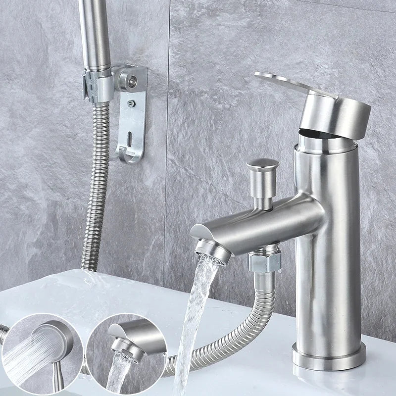 Stainless Steel Multifunctional Shower Mixer Faucet - Deck Mounted Household Sink Tap with Hot and Cold Water for Washbasin