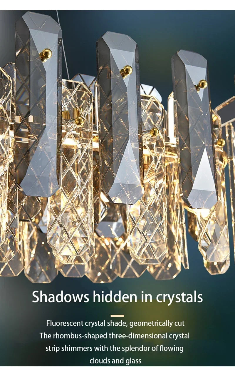 Postmodern Light Luxury LED Crystal Chandelier Atmosphere Dining Room High-end Home Bedroom Kitchen Living Room Pendant Lights