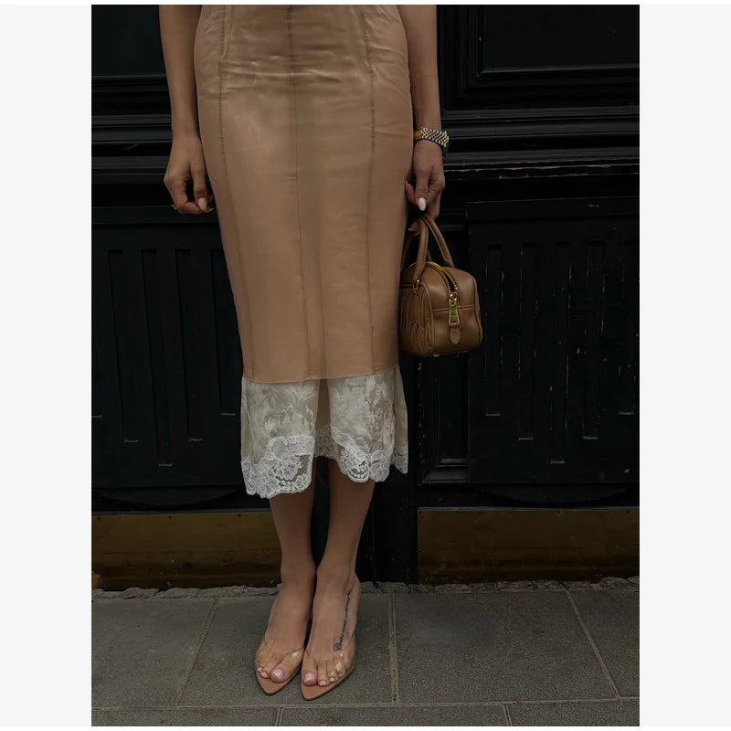 Sexy Sheer Mesh Overlay Midi Dress Women Sleeveless Sleeveless Spaghetti Strap Slim Dresses 2026 Lady Trendy Party Club Robe