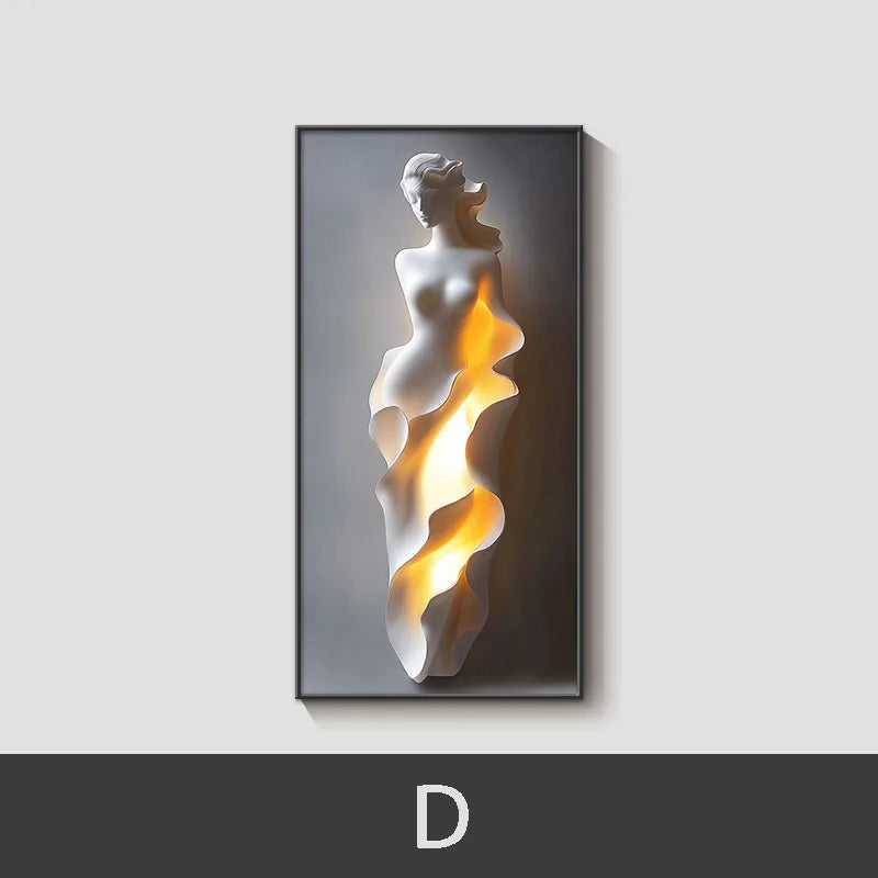 Modern Light Luxury Entrance Door Decoration Painting, Simple Abstract Corridor Hanging Painting Wall Lamp Painting Led Lights