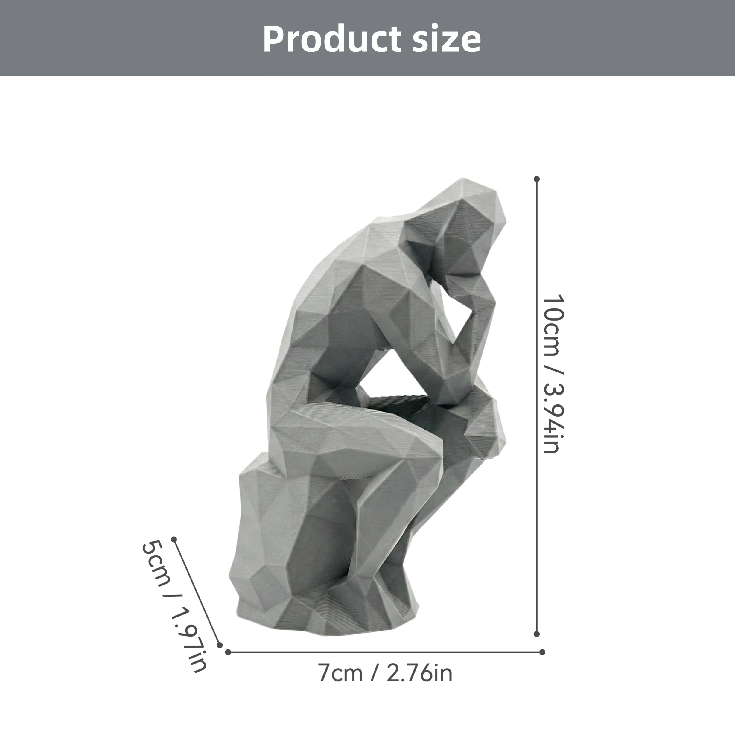 Modern Thinking Human Figurine, Geometric Plastic Sculpture for Desk, Home, Office, Living Room, Entryway, Minimalist Decor