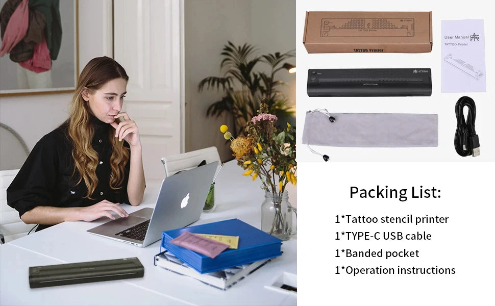 Tattoo Stencil Transfer Printer Machine ATS886 Tattoo Printer Portable Thermal Stencil Maker Line Photo Drawing Printing Copier