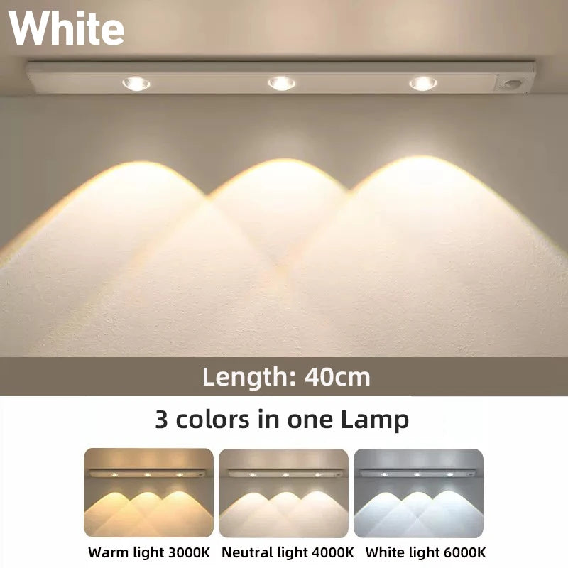 20-50CM LED Under Cabinet Light  Wardrobe Indoor Lighting Motion Sensor LED Lamp Ultra Thin USB Rechargeable Night Light