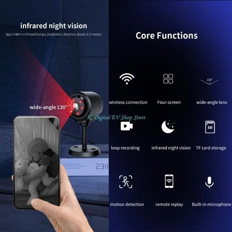E74D Remote Access Security Camera Indoor Camera With Video Quality Intelligent Motions Alerts with APP Monitoring for Phone