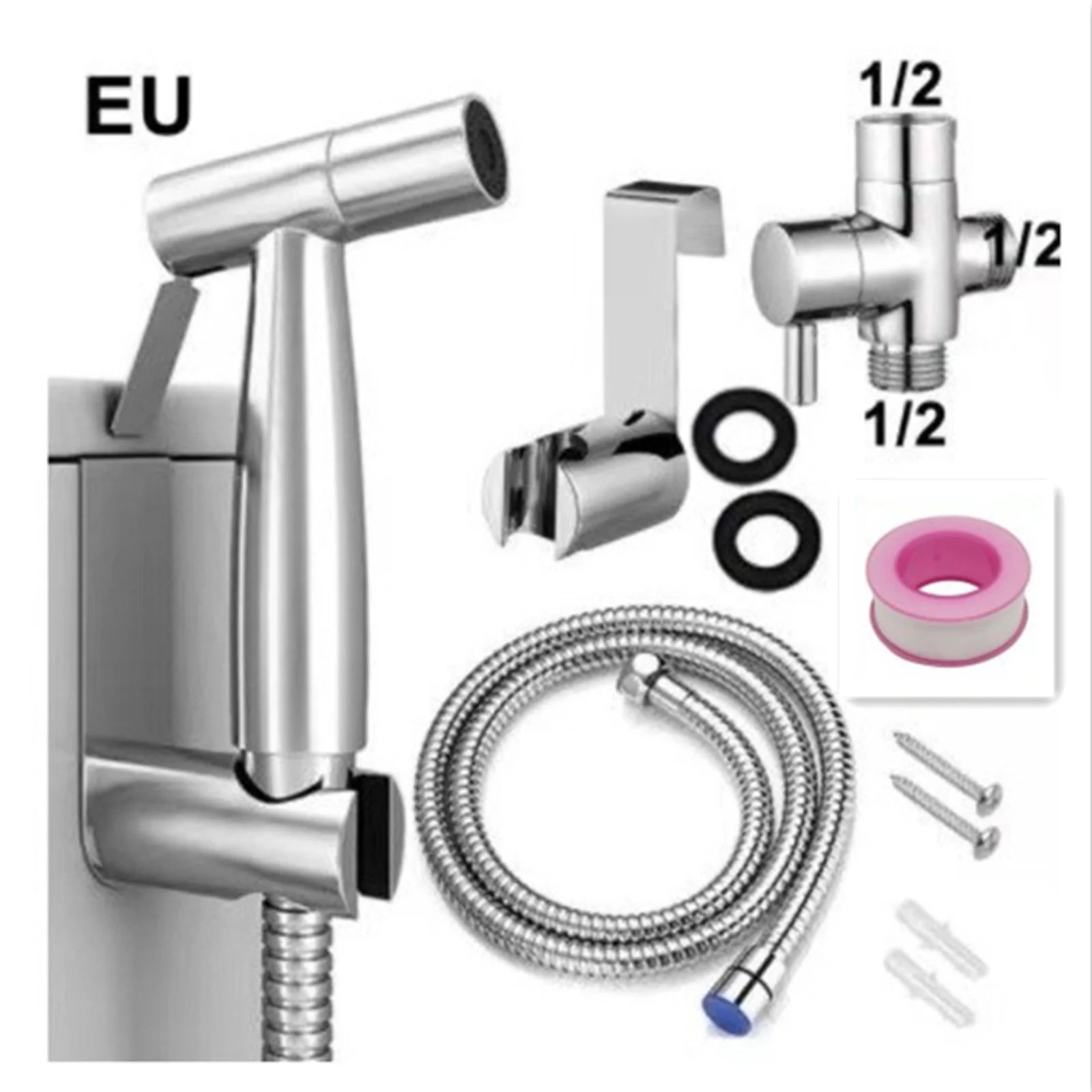 Handheld Toilet Bidet Sprayer Set Kit Stainless Steel Hand Sprayer Shower Head Self Cleaning Hand Bidet Faucet for Bathroom