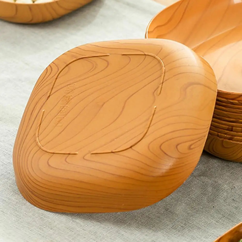 Kitchen Imitation Wood Grain Plastic Square Plate Japanese Afternoon Tea Fruit Dish Tea Tray Plastic Bone Dish Kitchen Tableware