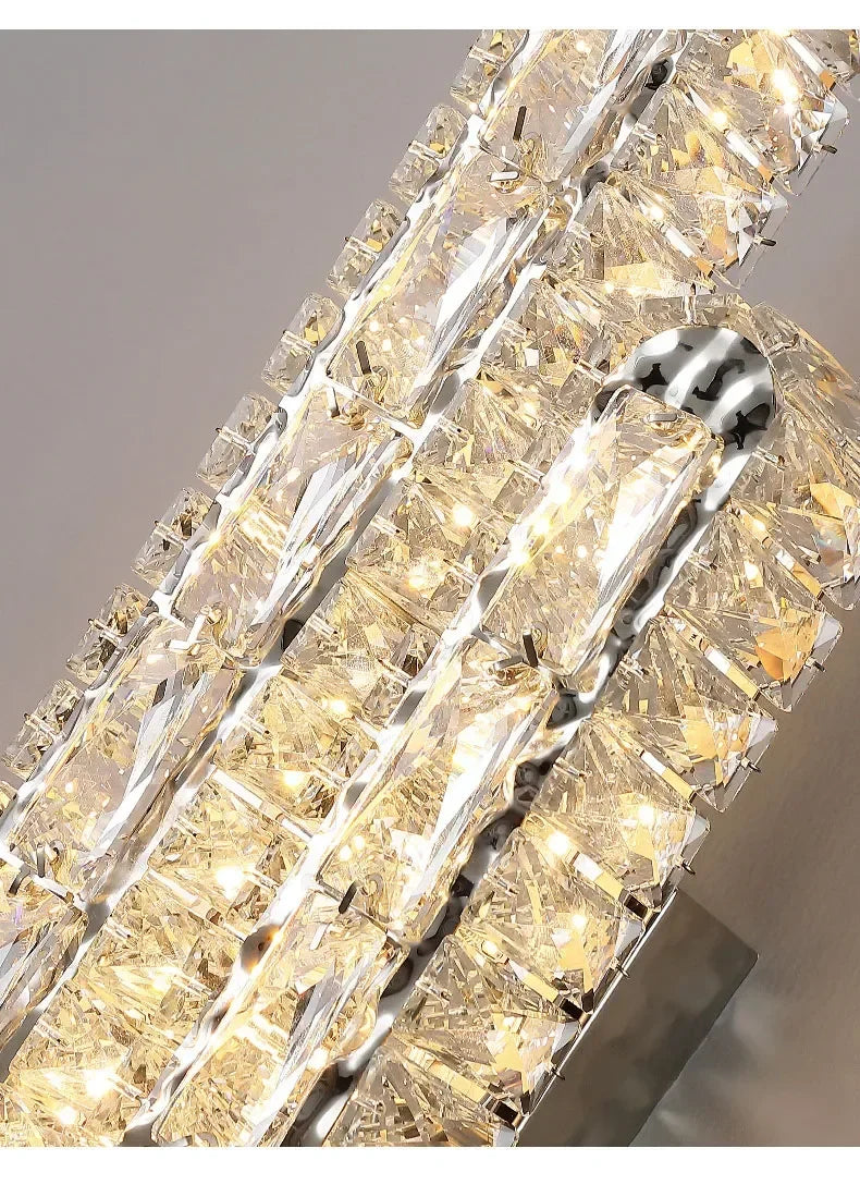 Luxury Modern LED Crystal Remote Control Wall Lamps for Living Room Bedroom Decoration Indoor Lights Fixtures Home Wall Decor