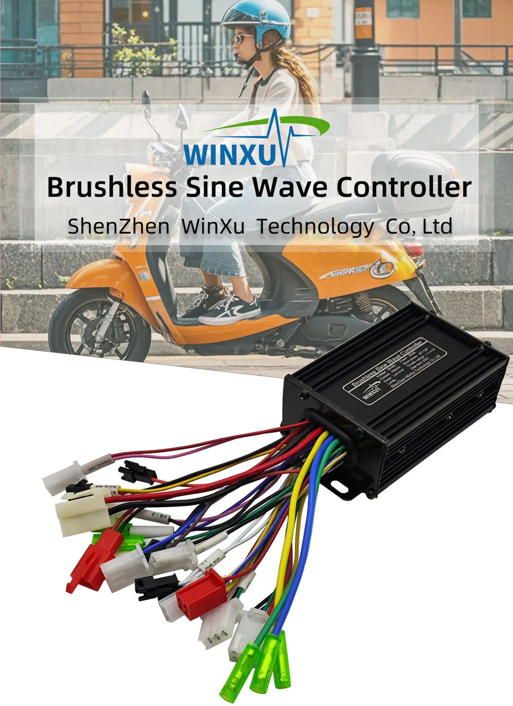 36V 48V 350W 18A E-Scooter Brushless Motor Sine Wave Controller LCD Speed Display Throttle for Electric Bicycle Scooter Tricycle