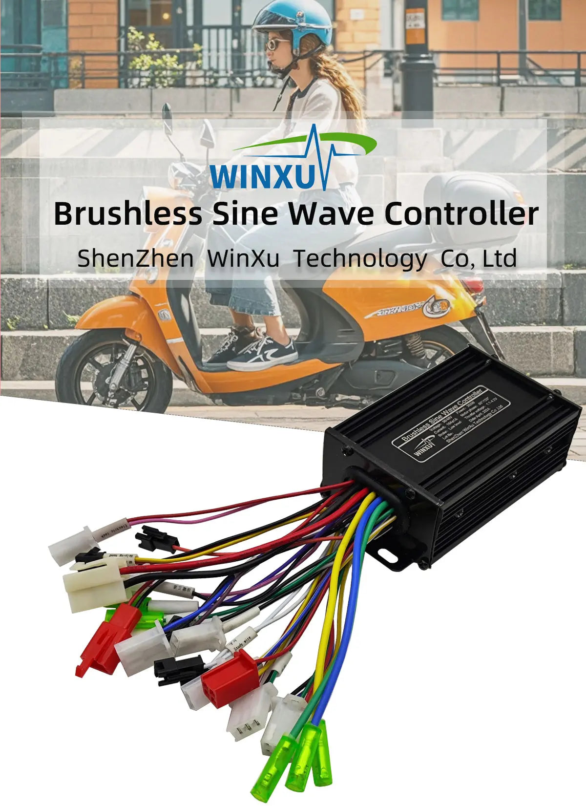 36V 48V 350W 18A E-Scooter Brushless Motor Sine Wave Controller LCD Speed Display Throttle for Electric Bicycle Scooter Tricycle