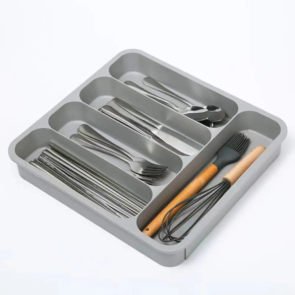 Plastic Cutlery Drawer Organizer 6-Slot Save Space Flatware Storage Divider Adjustable Dustproof Expandable Utensil Tray Kitchen