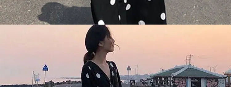 plus Size Polka Dot Chiffon Dr Romantic Slimming Long Skirt V Ne Elastic Waist Summer Faionable Casual Vintage Sle
