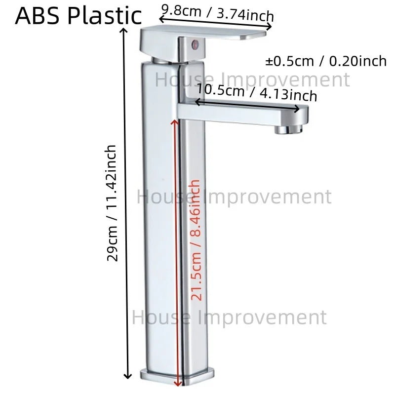 Hot and Cold Bathroom Faucet Water Mixer Tap Single Handel Single Hole Deck Mounted Plastic Washbasin Bathtub Faucet G1/2