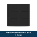Zemismart Matter WiFi 6 Gangs Smart Wall Light Switch with Neutral 4x4 Push Button Switches SmartThings Homekit App