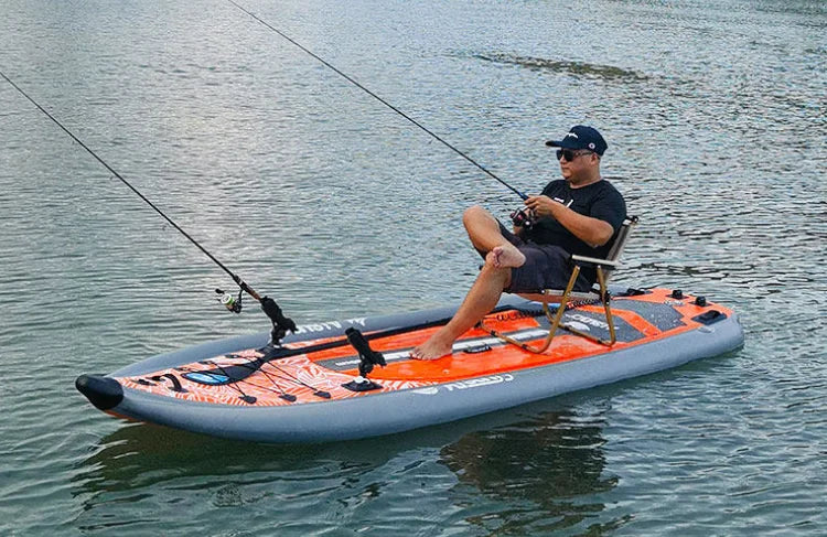 Inflatable Fishing Boat Kayak SUP Thickened Sea Fishing Paddle Board with Rod Holders, Stable Lure Fishing Platform