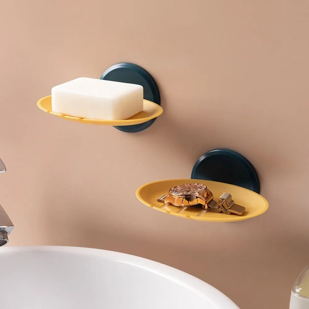 1Pc Bathroom Soap Dish Storage Basket Box Plastic Drain Holder Strong Wall Hanging Soap Box Punch-free
