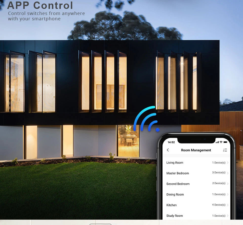 Tuya WiFi Smart Switch Works With Alexa With/Without Neutral Wire Touch Light Switch Wireless RF433 Wall Remote Voice Control