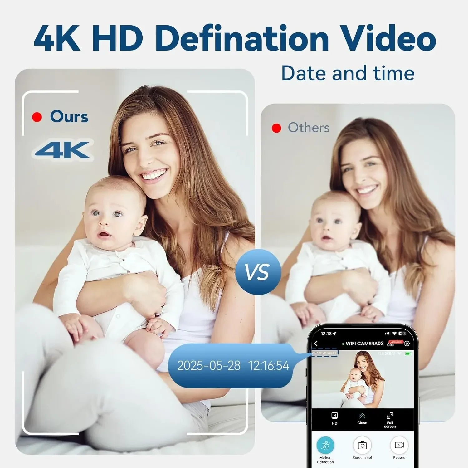 4K Security Camera WiFi Wireless Monitor Remote Motion Detecting Camcorders Security Protection Indoor Surveillance 2026