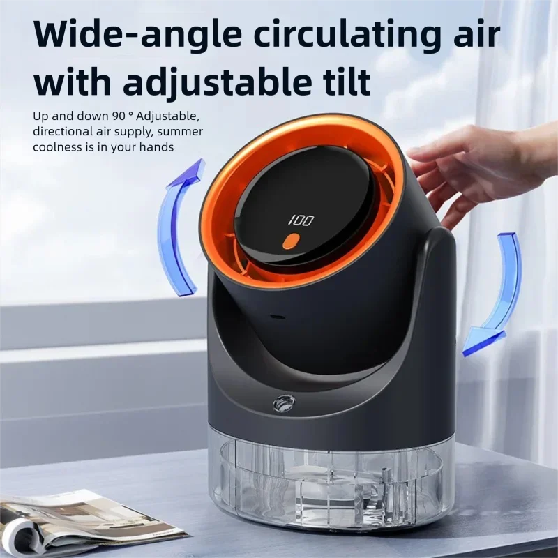 Household mini electric fan with single hole spray air conditioning cooling humidification circulating fan 360 ° adjustable