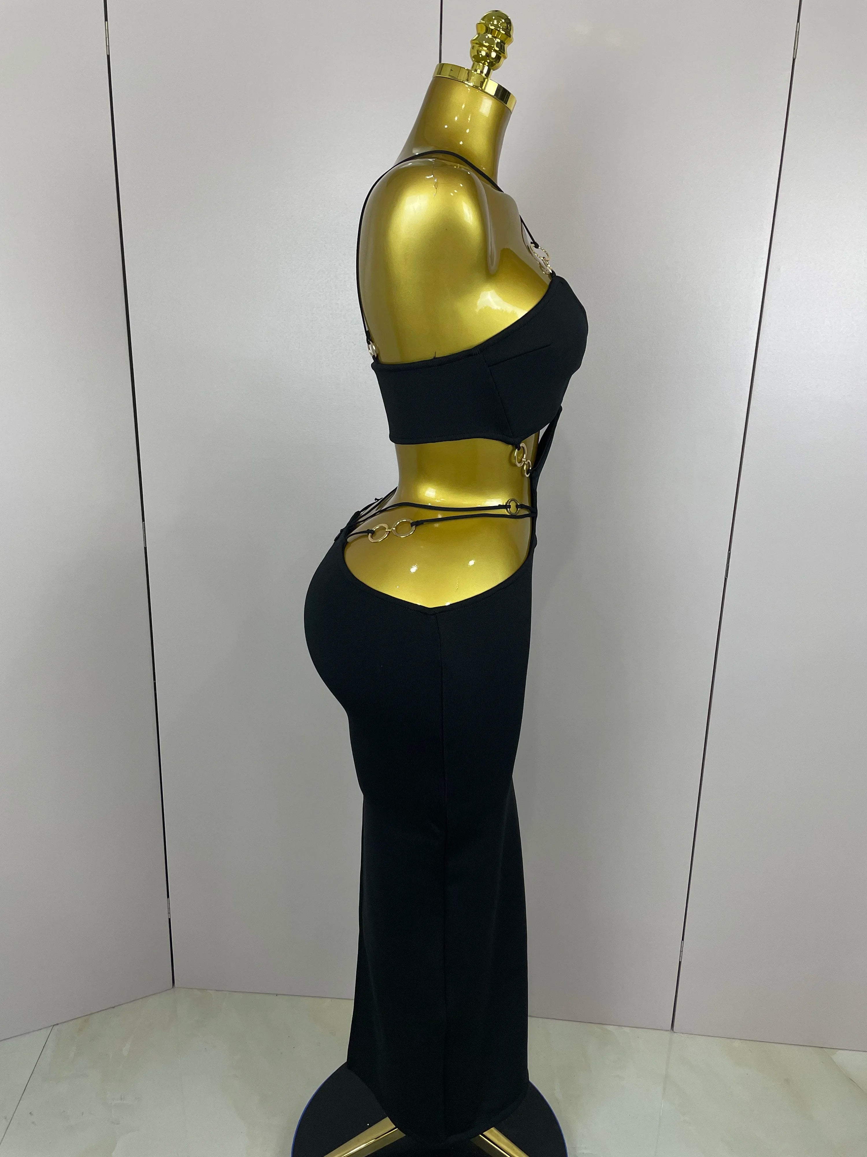 Sexy Halter Hollow Out  Sleeveless Black Red Bodycon Long Bandage Dress 2025 Women Celebate Elegant Luxury Birthday Club Dress