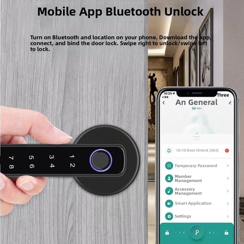 Remote Lock Smart Fingerprint Door Lock Smart Password Electronic Digital Door Handles Bluetooth WiFi Gateway