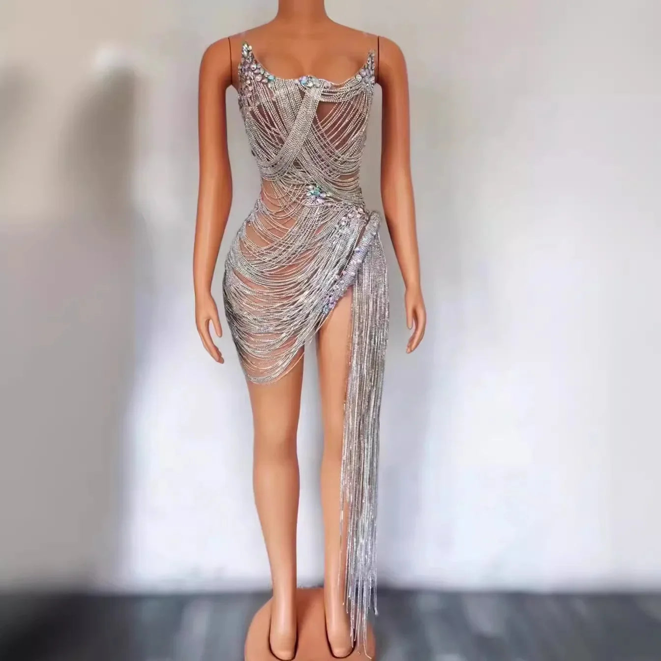 sexy rhinestone Wedding Party Dress Women's fashion Stage Costumes dress